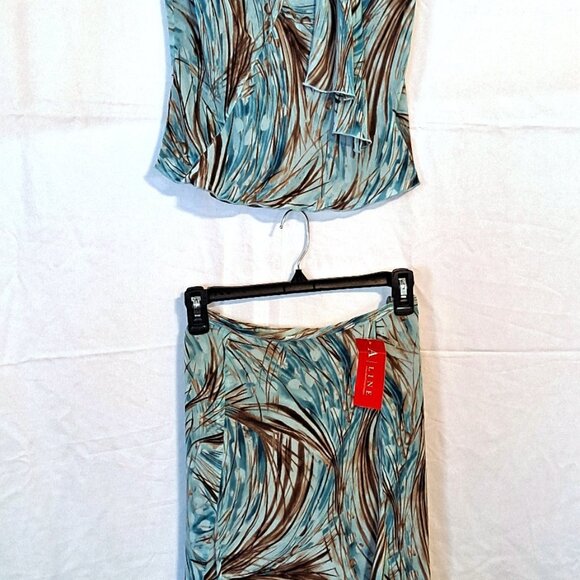 VINTAGE SET ~ 2 PC BLOUSE & SKIRT ~ CHIFFON FEEL ~ FLOWING ORGANIC SUMMER ~ NWT~ - Picture 2 of 14